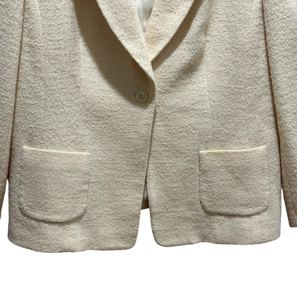 Talbots Winter White Nubby Wool Lined Blazer, Classic Cottage Core - Size 16 - Picture 5 of 11